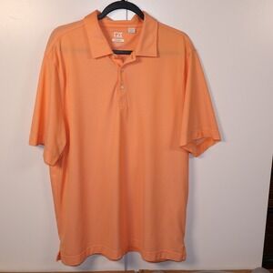 Cutter & Buck Polo Men XL Orange CB DryTec Short Sleeve Golf Shirt MCK00967